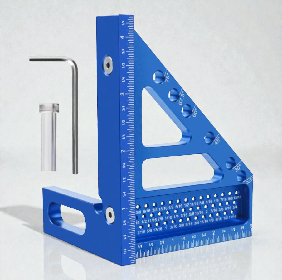 Règle Mesure Multi-Angle 3D - Équerre Menuiserie Précise 45°/90°