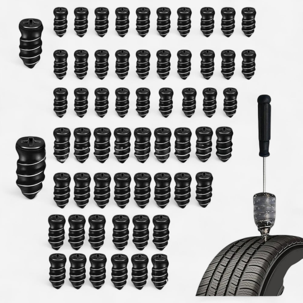 Kit de Réparation Pneus Tubeless à Visser (Auto-Obturant) - Sans Colle pour Voiture, Moto & SUV