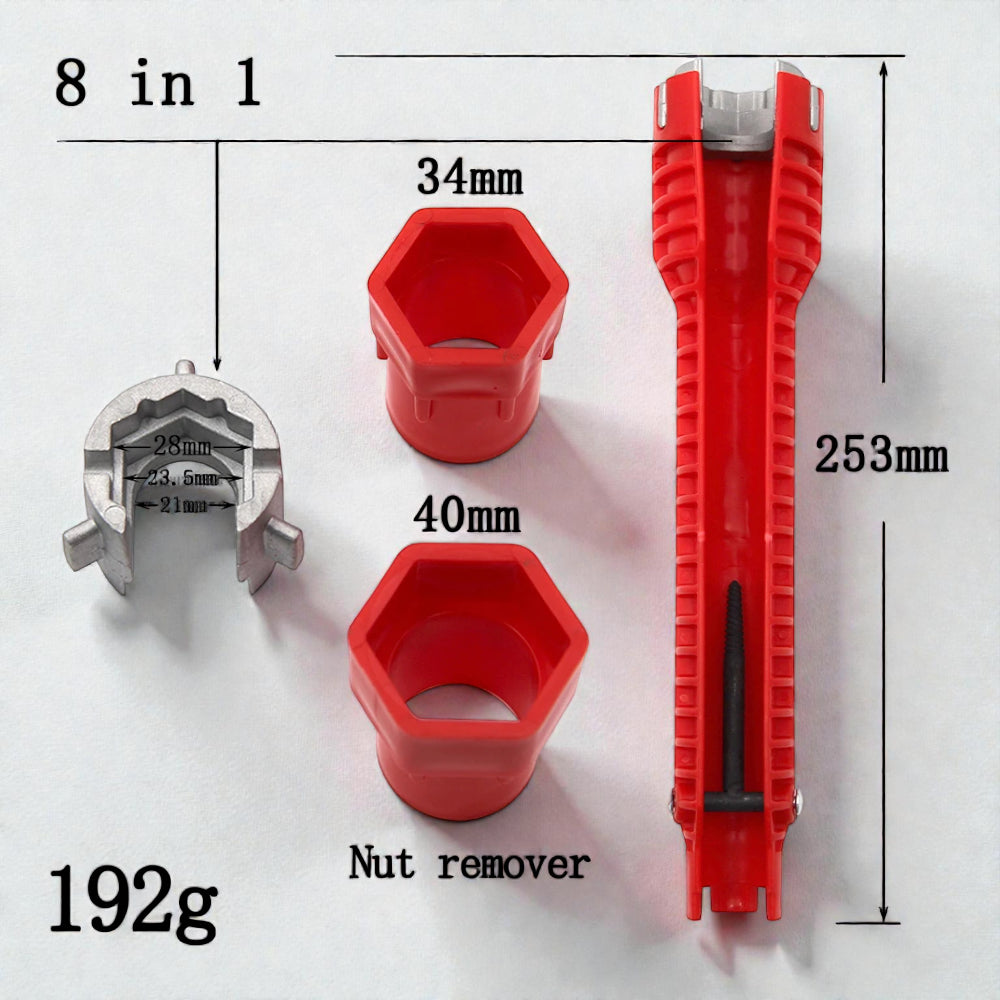 Clé d'Évier Multifonction 8-en-1 : Outil de Montage de Robinet