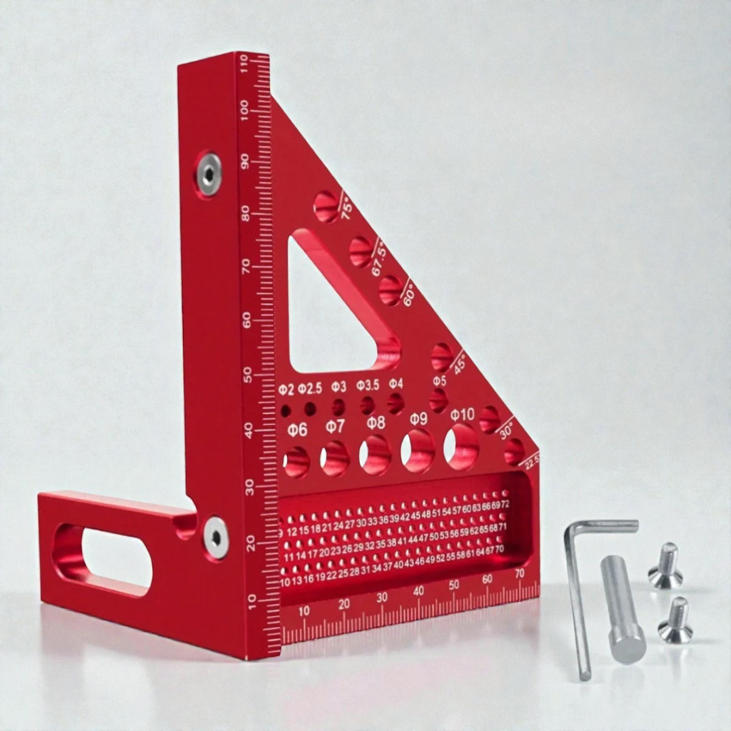 3D Multi-Angle Measuring Ruler - Precise Woodworking Square 45°/90° 