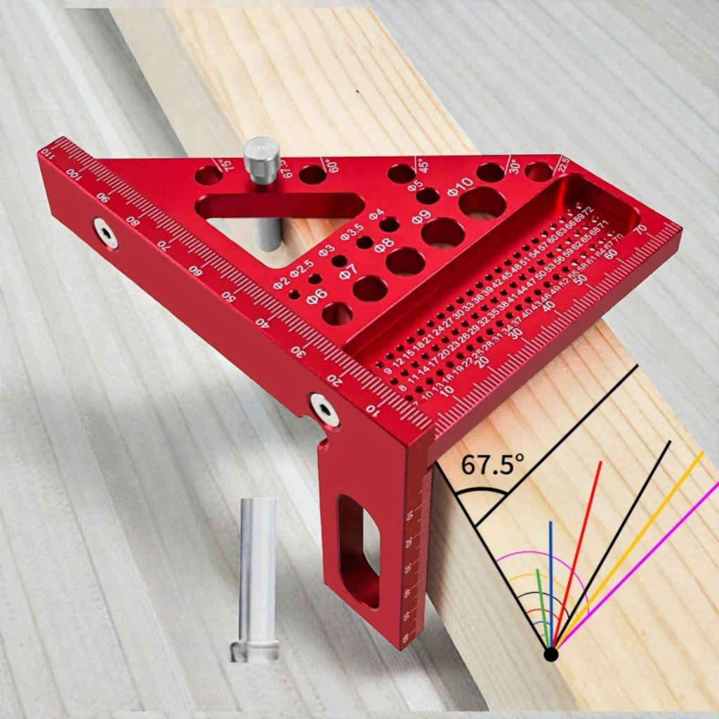 3D Multi-Angle Measuring Ruler - Precise Woodworking Square 45°/90° 